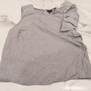 Who What Wear Pinstripe Ruffle Sleeve Tank - Sz XXL